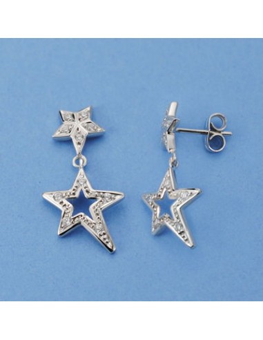 18K PENDIENTES ESTRELLA. 24 X 13 MM.