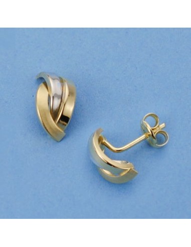 18K PENDIENTES ORO BICOLOR BANDAS 10 X 5 MM.