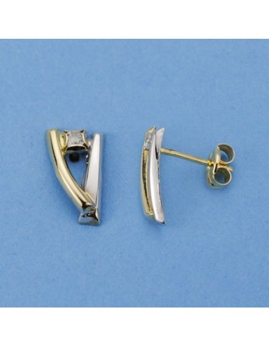 18K PENDIENTES BANDAS ORO BICOLOR 11 X 6 MM.