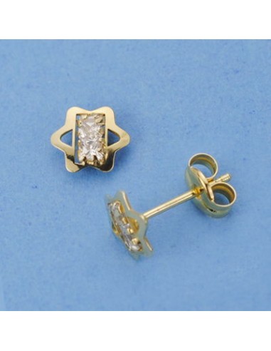 18K PENDIENTES ORO AMARILLO ESTRELLA CIRCONITAS. 6 X 6 MM