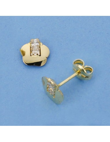 18K PENDIENTES ORO AMARILLO FLOR. 6.5 X 6.5 MM.