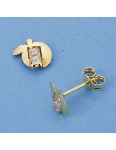 18K PENDIENTES ORO AMARILLO MANZANA. 7 X 6 MM.