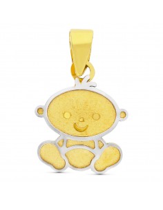 18K COLGANTE ORO BICOLORVNIÑO LASER. 11 X 9 MM.