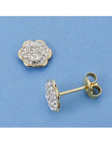 18K PENDIENTES ORO BICOLOR FLOR. 7 X 7 MM.