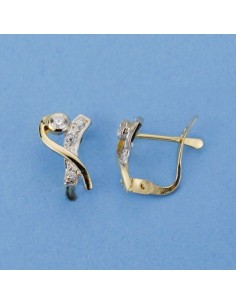 18K PENDIENTES ORO BICOLOR CIRCONITAS 10 X 6 MM