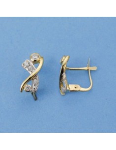 18K PENDIENTES ORO BICOLOR CIRCONITAS 10 X 5 MM
