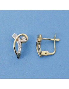 18K PENDIENTES ORO BICOLOR CIRCONITAS 11 X 7 MM
