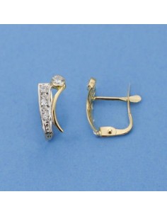 18K PENDIENTES ORO BICOLOR CIRCONITAS 11 X 5 MM