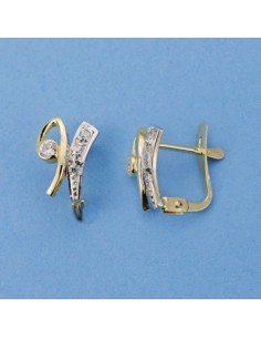 18K PENDIENTES ORO BICOLOR CIRCONITAS 10 X 7 MM