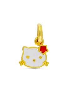 18K COLGANTE ORO AMARILO KITTY ESMALTE. 10 X 9 MM.