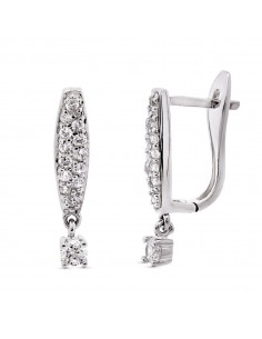 18K PENDIENTES LARGOS ORO BLANCO CON CIRCONITAS. 20 X 4 MM. CIERRE CATALAN