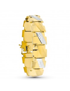18K PULSERA ORO BICOLOR ESTAMPACION. 19.5 CM