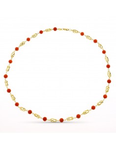 18K COLLAR ORO AMARILLO JAULA CORAL FINO CERDEÑA 6 MM. 50 CM.