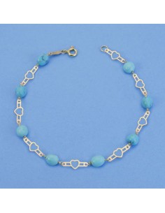 18K PULSERA TURQUESAS MOTIVOS 19 CM