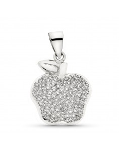 18K COLGANTE ORO BLANCO MANZANA CON CIRCONITAS. 21 X 17 MM.
