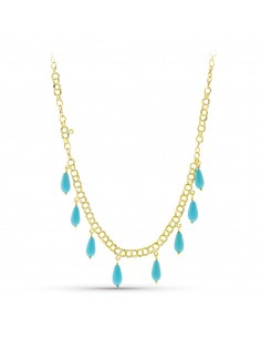 18K GARGANTILLA ORO AMARILLO LÁGRIMAS TURQUESA O CORAL