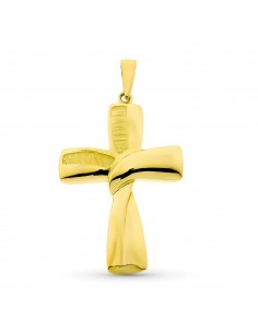 18K CRUZ ORO AMARILLO HUECA LISA 34 X 22 MM