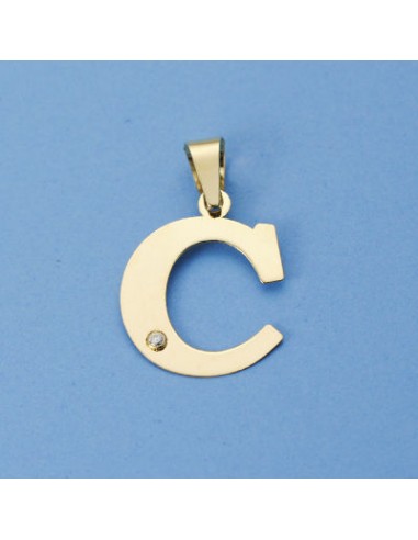 18K COLGANTE LETRA "C" CIRCONITA. 23 X 19 MM