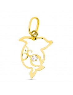 18K COLGANTE DELFIN CIRCONITA. 16 X 10 MM.