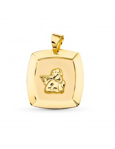 18K MEDALLA ORO AMARILLO ANGEL BURLON LASER 19 X 18 MM