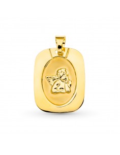18K MEDALLA ORO AMARILLO ANGEL BURLON LASER 20 X 15 MM