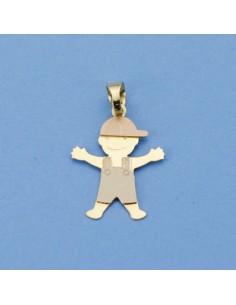 18K COLGANTE NIÑO O NIÑA TRICOLOR 22 X 16 MM
