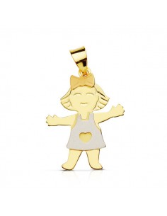 18K COLGANTE NIÑA TRICOLOR. 21 X 16 MM.