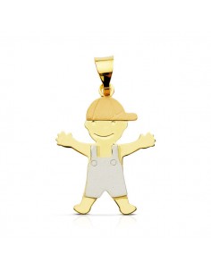 18K COLGANTE NIÑO TRICOLOR. 22 X 16 MM.