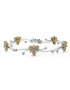 18K PULSERA BICOLOR CIRCONITAS 20CM 10MM. 15.35GRS