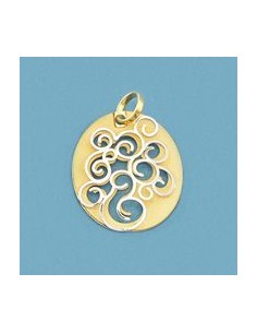 18K COLGANTE BICOLOR OVAL RELIEVE