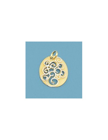 18K COLGANTE BICOLOR OVAL RELIEVE