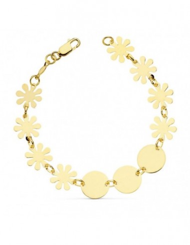 Pulsera Flores Placa