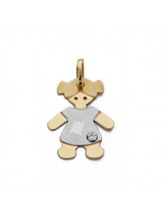 18K COLGANTE ORO BICOLOR NIÑA. 19 X 14 MM