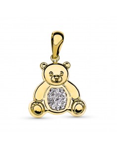 18K COLGANTE ORO AMARILLO OSO CIRCONITAS. 19 X 17 MM.