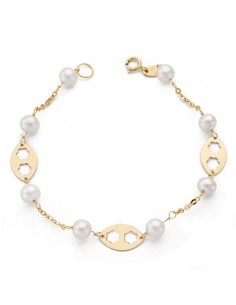 18K PULSERA COMUNION PERLA 5,5MM. 17,5CM.