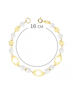 18K PULSERA COMUNION PERLA 5,5MM. 16CM. 2