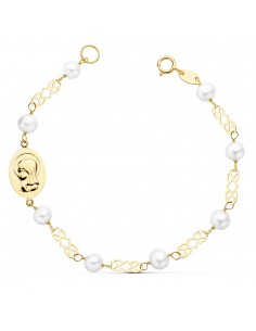 18K PULSERA COMUNION PERLA 5MM. 16,5CM.