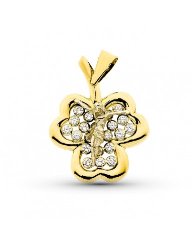 18K COLGANTE ORO AMARILLO TREBOL CRISTO. 27X20 MM