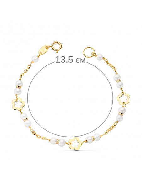 18K PULSERA PERLAS 3,5MM. 13.5 CM.