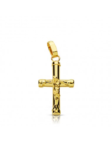 18K CRUZ CON CRISTO HUECA. 17 X 10 MM.