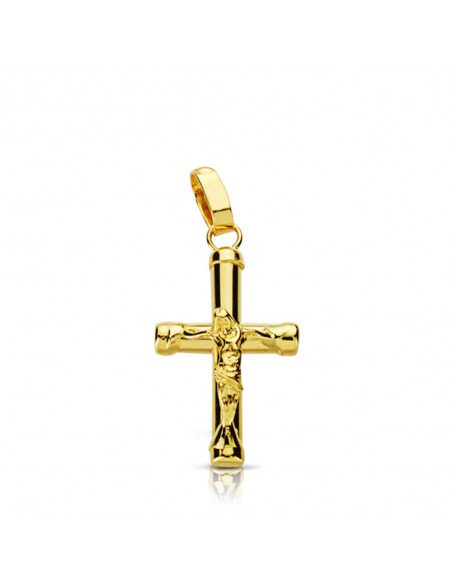 18K CRUZ CON CRISTO HUECA. 17 X 10 MM.