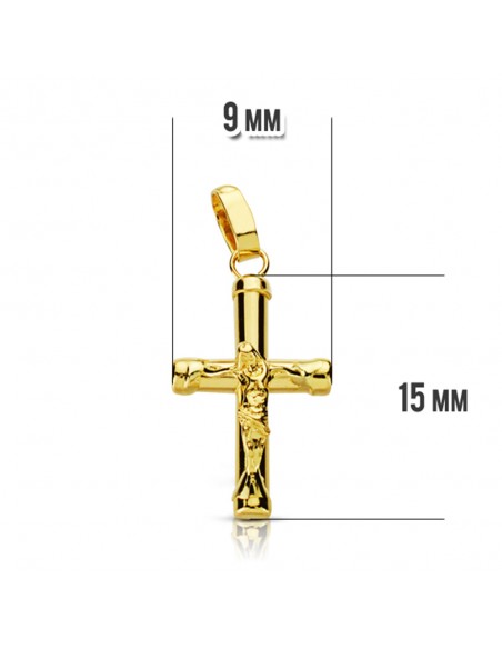 18K CRUZ CON CRISTO HUECA. 17 X 10 MM.