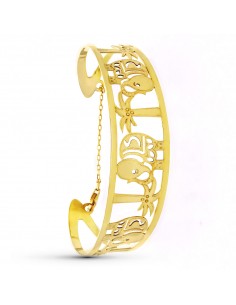 18K PULSERA ORO AMARILLO RIGIDA ELEFANTES LASER 20 MM