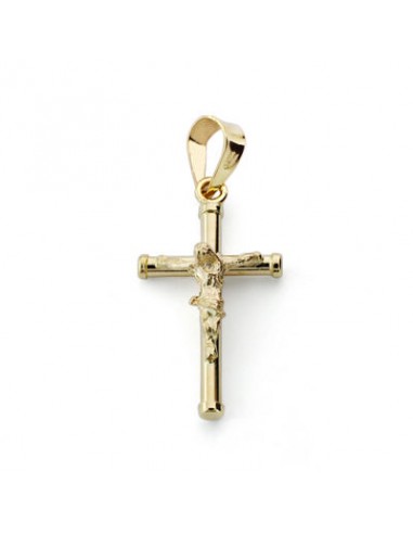 18K CRUZ CON CRISTO HUECA. 19 X 10 MM.