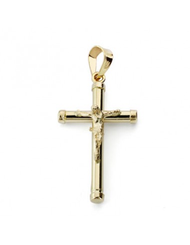 18K CRUZ CON CRISTO HUECA. 24 X 14 MM.