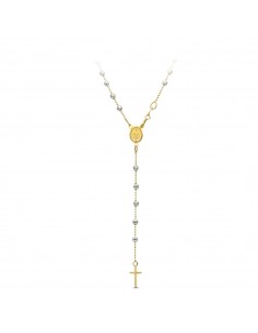 18K GARGANTILLA ROSARIO ORO BICOLOR DIAMANTADO 45CM