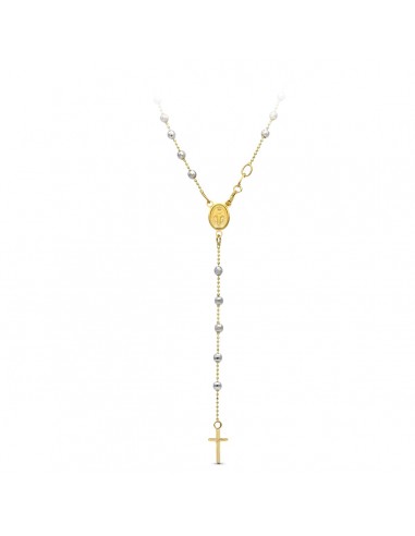 18K GARGANTILLA ROSARIO ORO BICOLOR DIAMANTADO 45CM