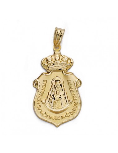 18K COLGANTE ORO AMARILLO ESCUDO DEL ROCIO 30 MM