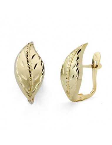 18K PENDIENTES HOJA LAPIDADOS ORO AMARILLO 18X8 MM CIERRE CATALAN