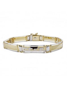 18K PULSERA BICOLOR GRECA.22 CM.8 MM. 20.50GRS